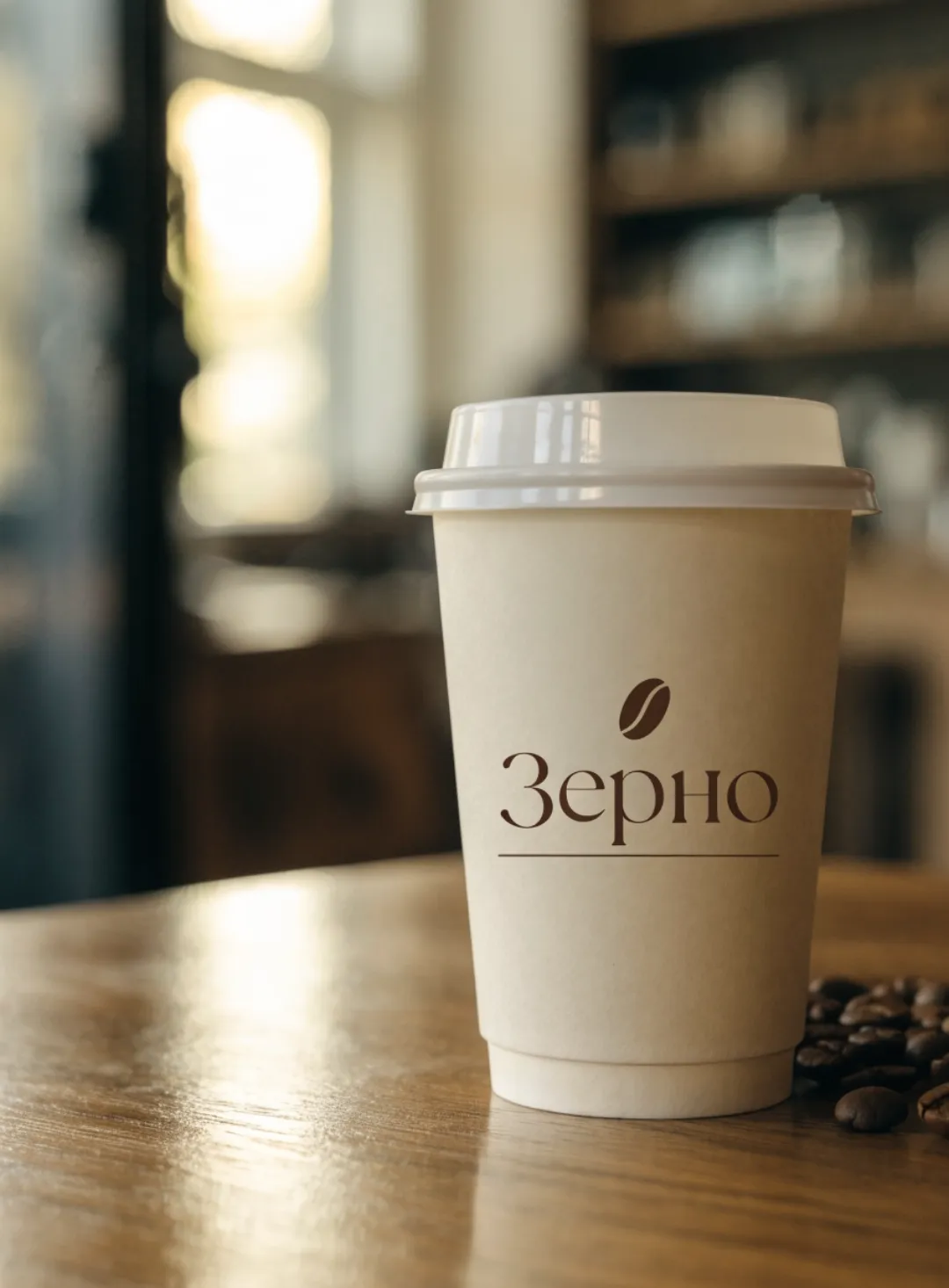 Мокап стаканчика кофейни «Зерно»