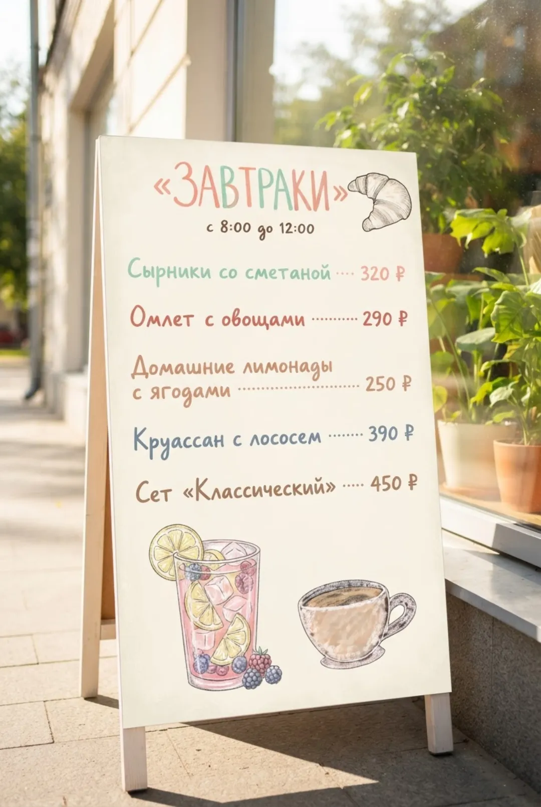 Та же доска меню — летняя версия