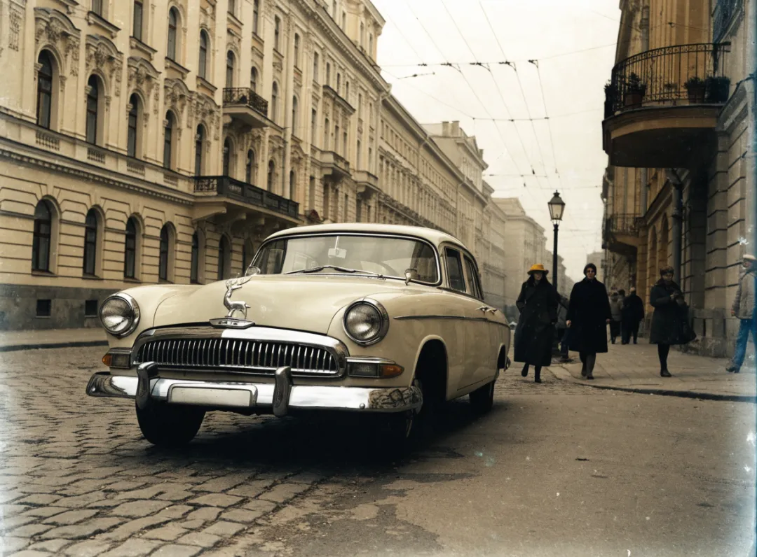 Ретро «Волга» на московской улице