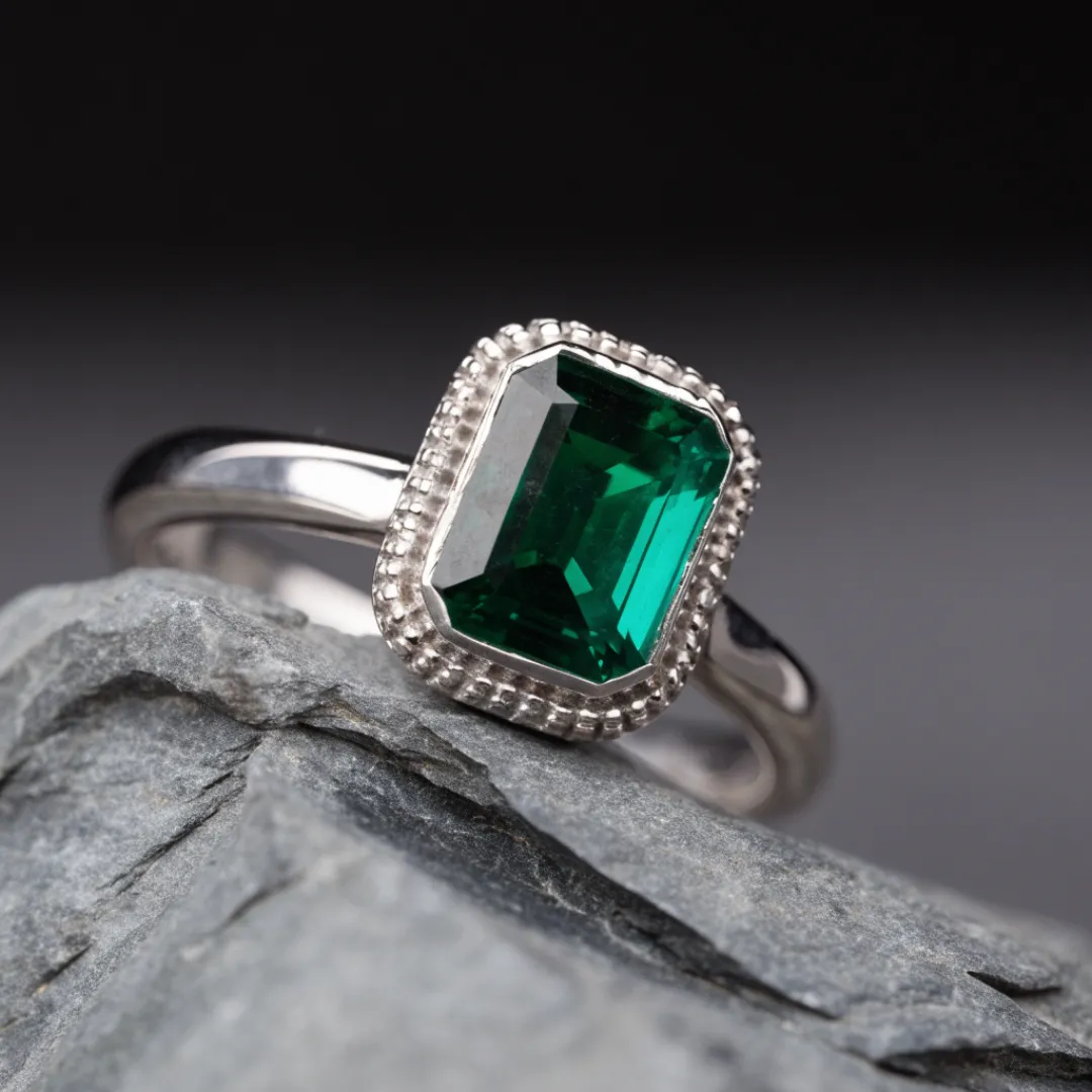 Серебряное кольцо с изумрудом