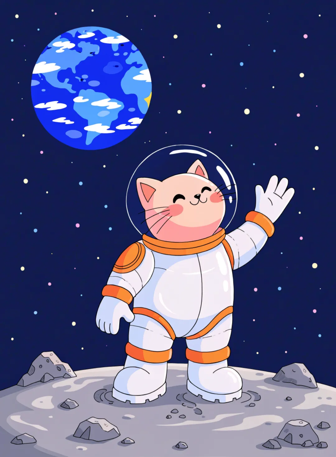 Кот-космонавт на Луне